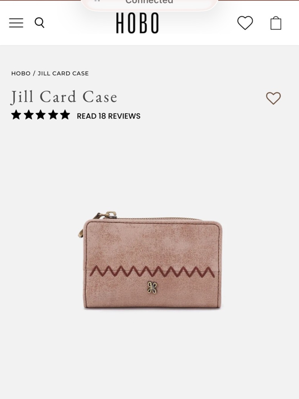HOBO Jill Card Case Wallet in Hazel Pink Suede